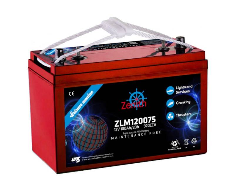 Acheter une batterie AGM ZENITH ZLM 3 fonctions pour bateau chez BATTERY WORLD SERVICE Cannes
