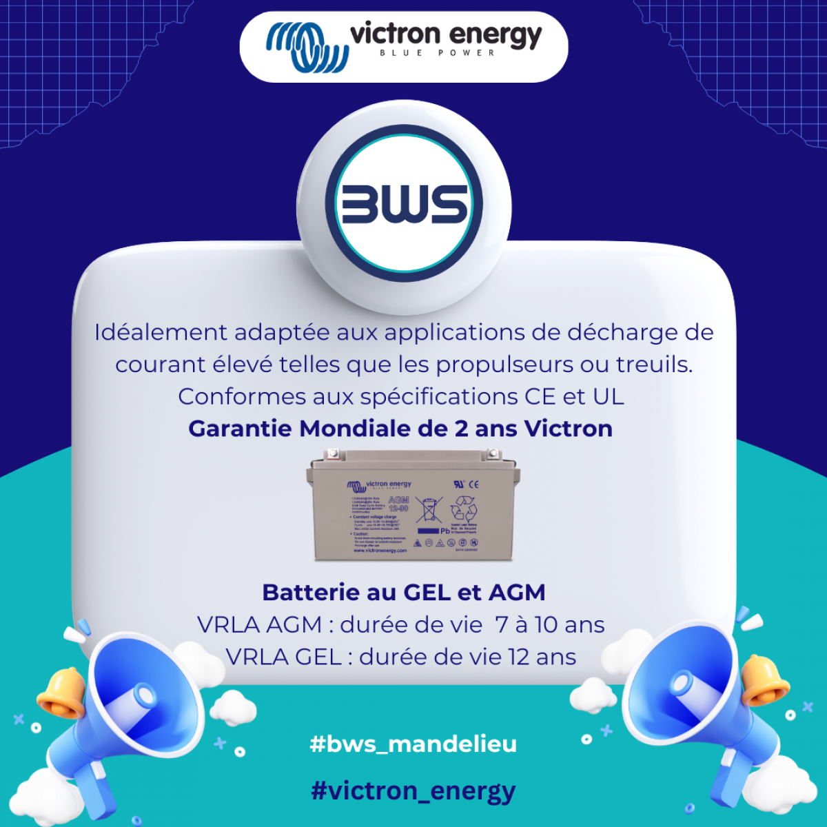 Batteries GEL ou AGM Battery World Service Présente Super Cycle Victron Energy à Cannes